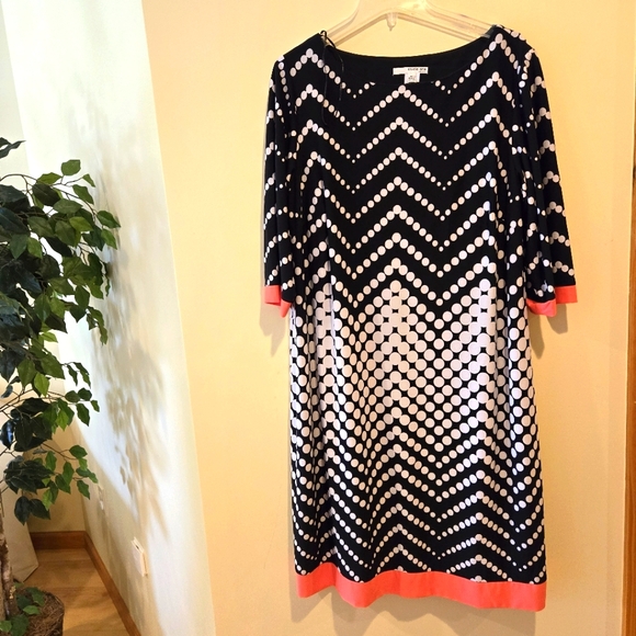 Studio One Dresses & Skirts - NWOT, Studio One Black, White, Orange Inverted Polka Dot Dress, Size 1X